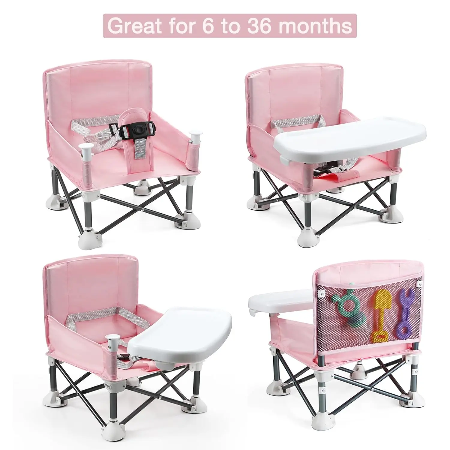 Portable Baby Seat Travel Compact Fold with Straps for Indoor/Outdoor Use Great for Camping, Beach, Lawn Toddlers Kids Boys Girl