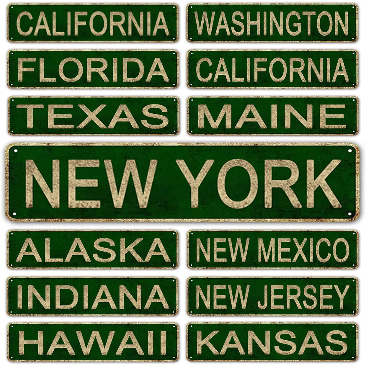 Outdoor Metal Tin Signs Instagram Style New York Street Signs Amusement Park Scenic Retro Road Signs Country Retro Decorative