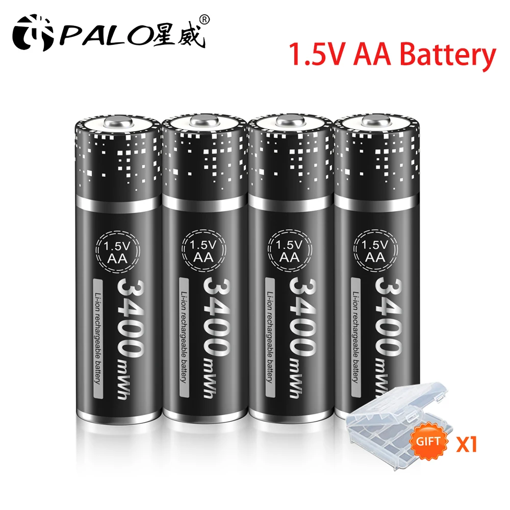 PALO 1.5V AA Rechargeable Battery AA Lithium ion battery 2800mWh 1.5V aa Li-ion Batteries For toy ,remote control, mp3 clocks