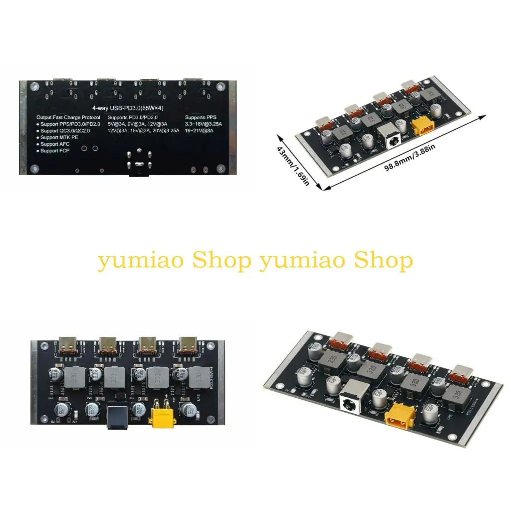 

587B PD65W USB C Charging Converters Board 4 Way Fast Charging Module Power Module Charging Converters Board Power Supply
