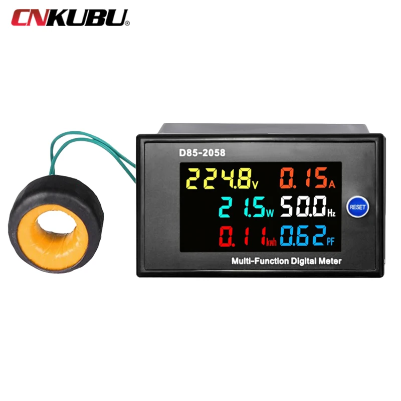 D85-2058 Single-Phase Household Digital LCD AC Panel Meter Intelligent Voltage Current Frequency Power Monitor