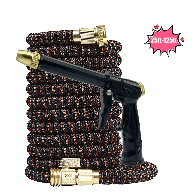 

Rubber Material Design For Expandable Garden Hose, Leak Proof Design, Equipped With Multifunctional High-pressure Water Gun