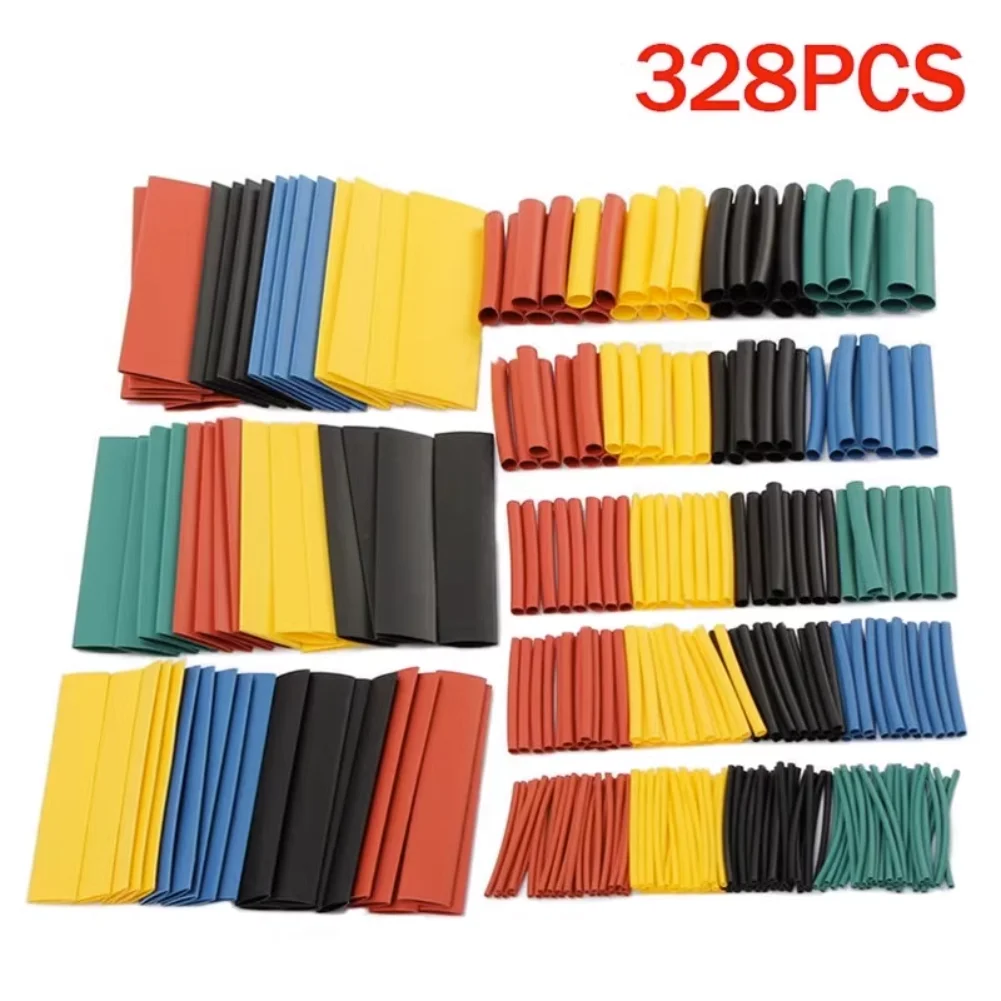 328PCS heat shrinkable tube insulation sleeve flame retardant 2: 1 electrician household wiring color heat shrinkable tube