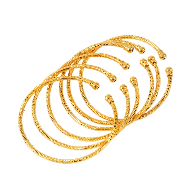 3MM Africa Jewelry Indian Bangles Ball African Gold Color Bangle&Bracelet Ethiopian Dubai Bangles For Women Wedding Gifts