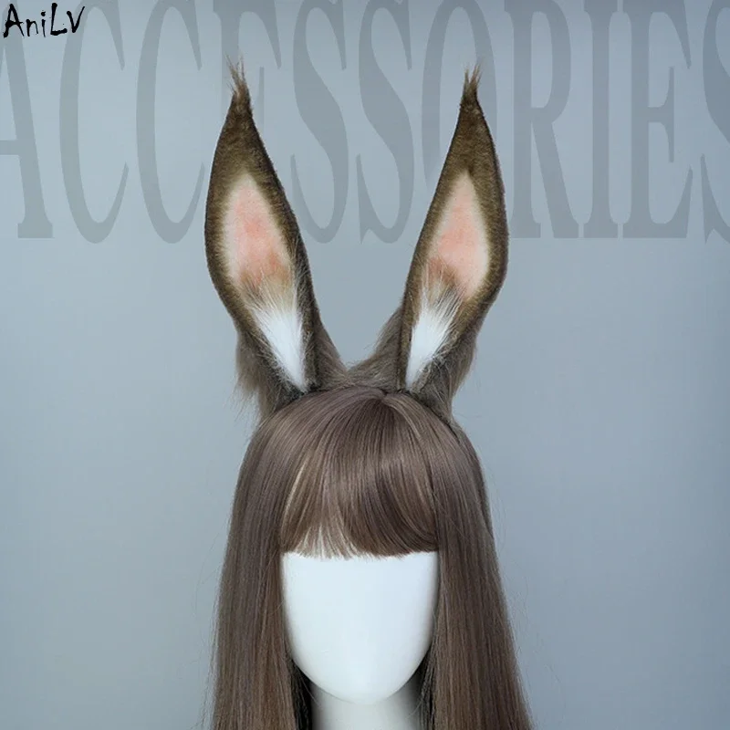 

AniLV Anime Girl Game Amiya Rabbit Ears Plush Headband Bunny Headwear Cosplay