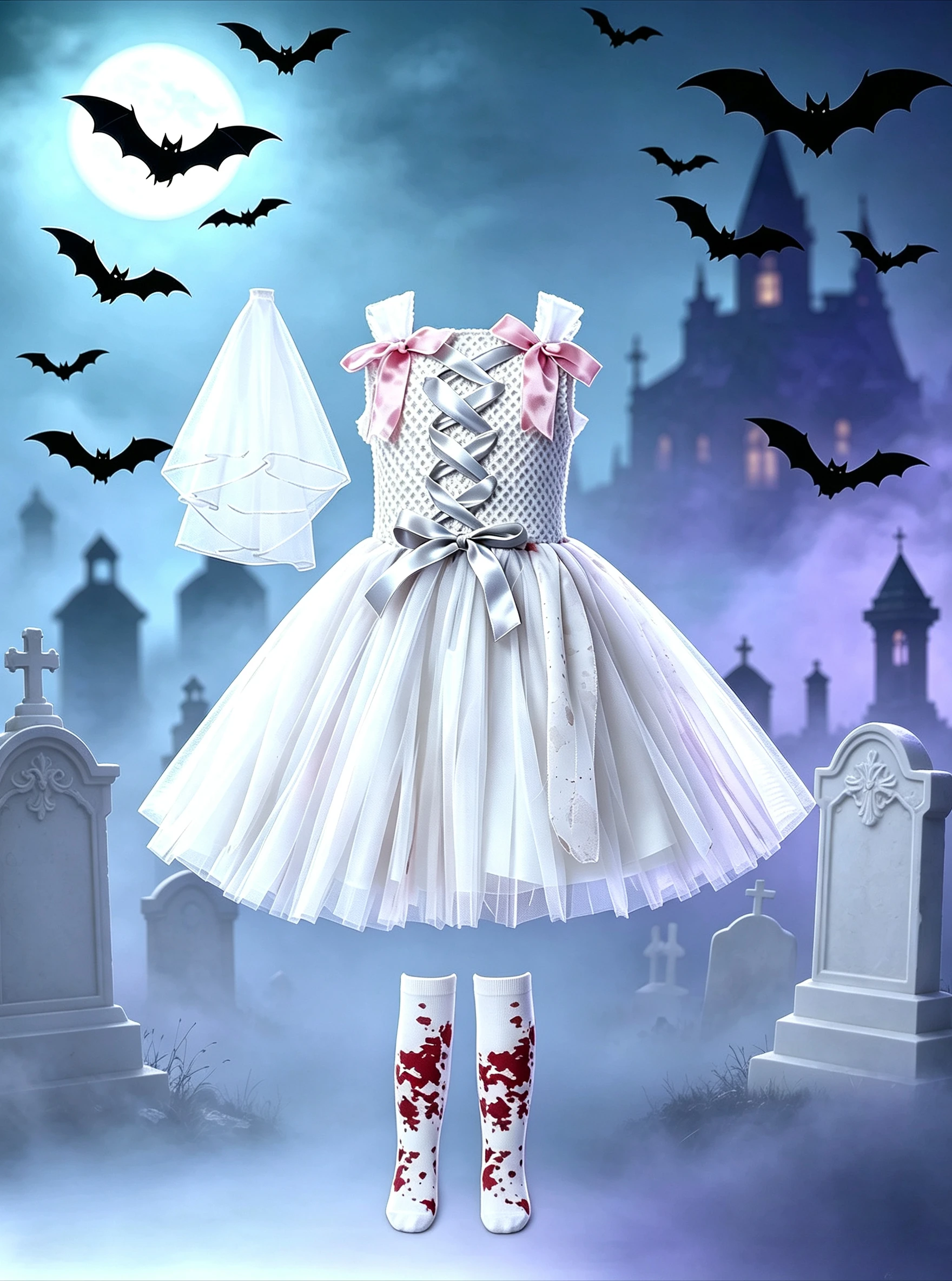 Bloody Corpse Bride Costumes for Girls Ghost Bride Halloween Fancy Dresses for Kids Carnival Party Scary Outfit Horror Clothes