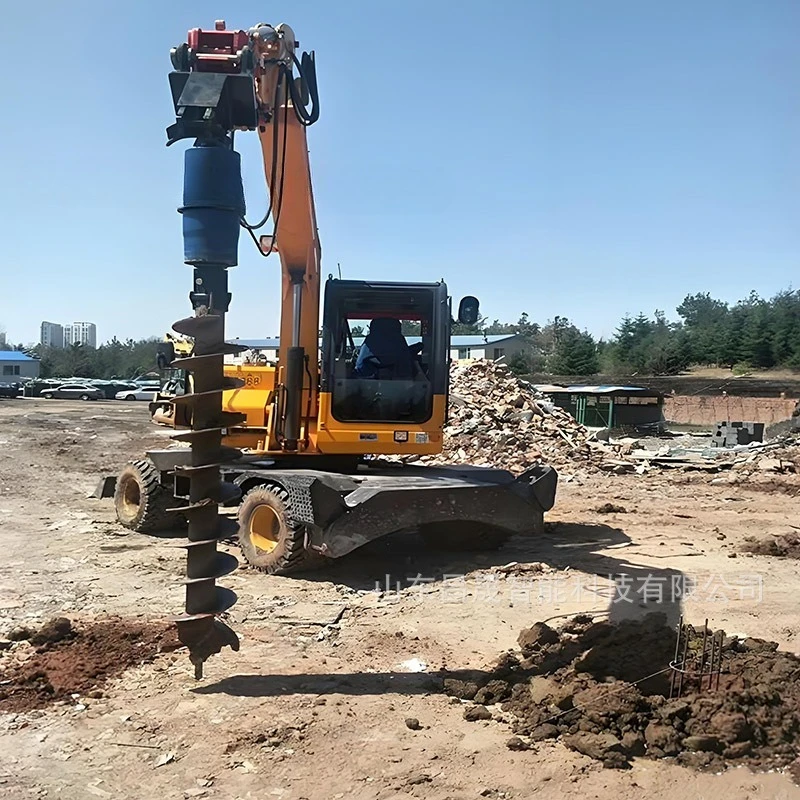

House foundation excavation and modification DTH drilling machine Construction site Telegraph pole drilling and drilling