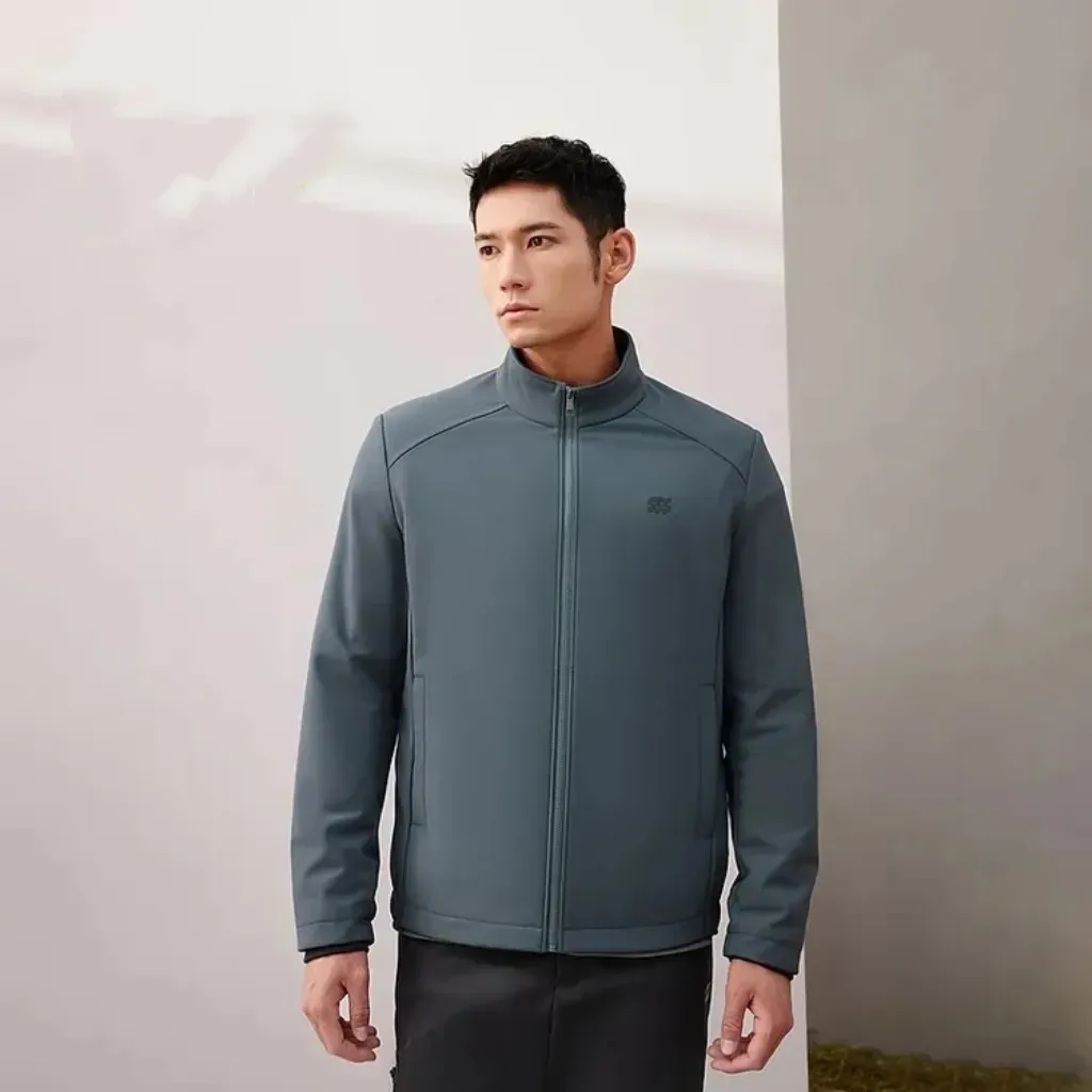 

Утепленная флисовая куртка для верховой езды для мужчин и подростков, приталенный крой, длинный рукав, воротник-стойка, полиэстер, весна-осень