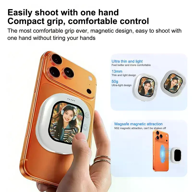 Mini Wireless Magnetic Phone Screen Projector Mobile Phone Rear Camera Selfie Video Camera For Vlog Live Selfie Screen view 2