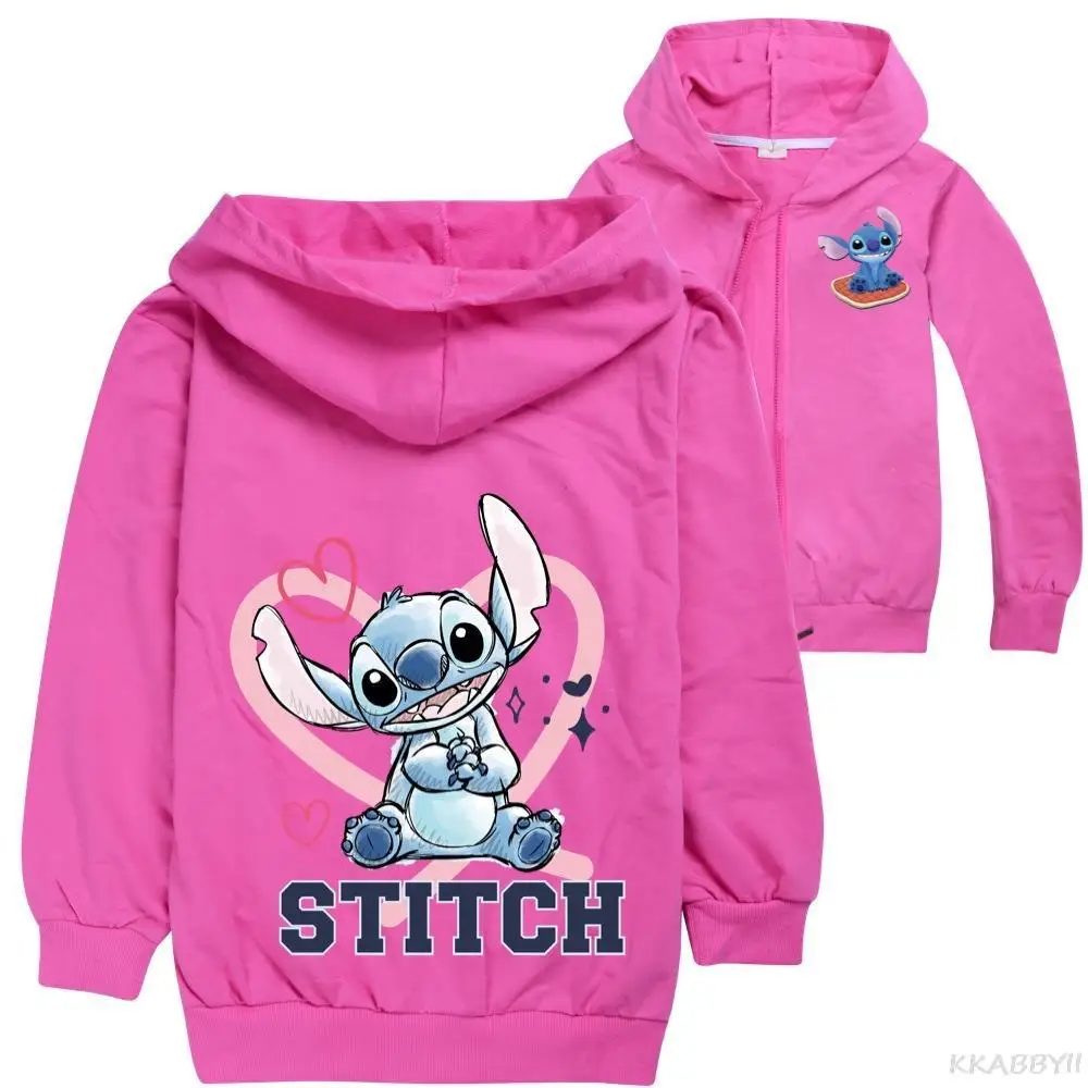 Stitch Clothes Kids Zipper Jackets for Girls Hooded Sweatshirt Baby Boy Hoodies Children Long Sleeves Sweater