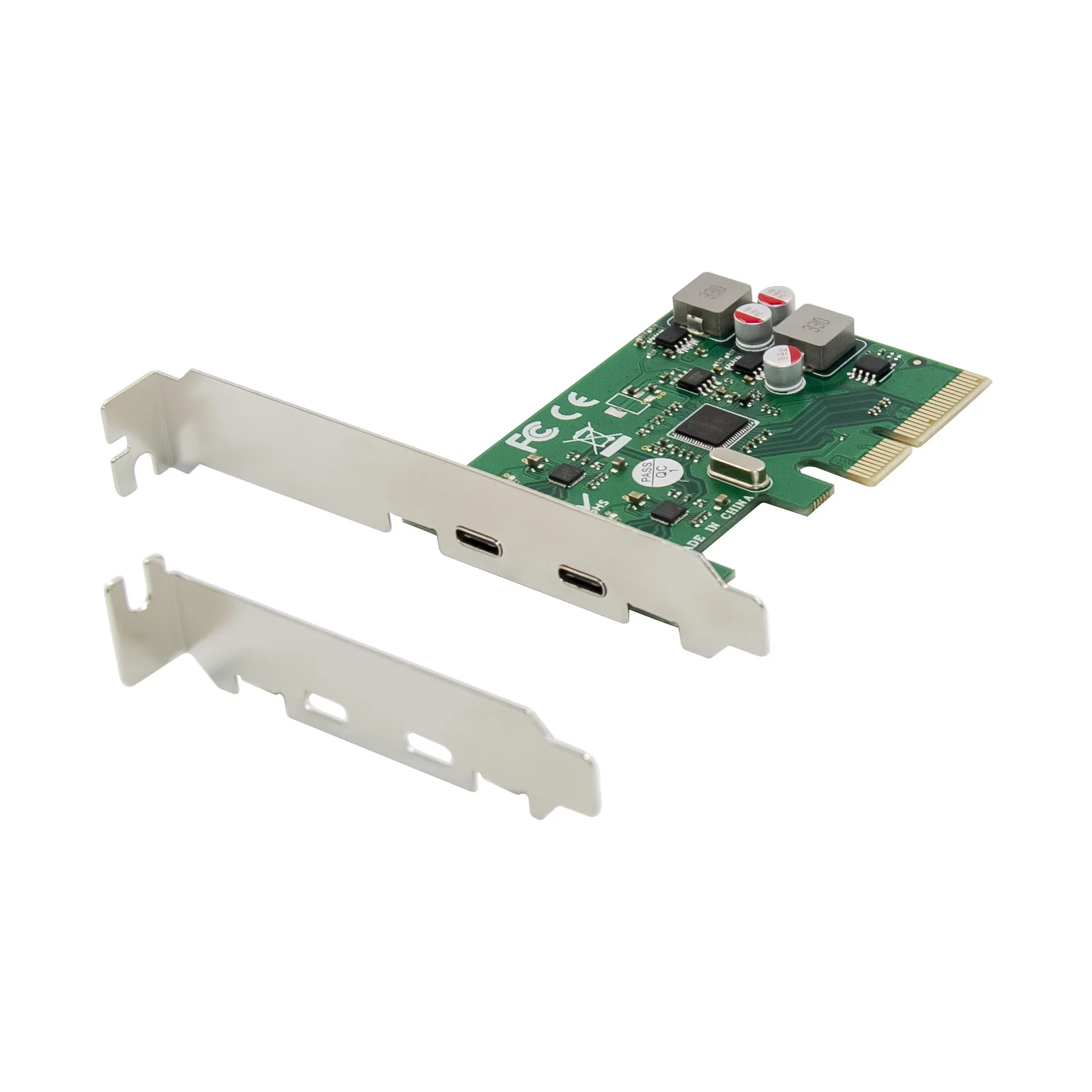 

PCI-E 2 Port USB3.1 Type-C Expansion Card 5Gbps Dual Type C Adapter Self Powered PCIe USB3.0 Converter ASM1142 Chipset