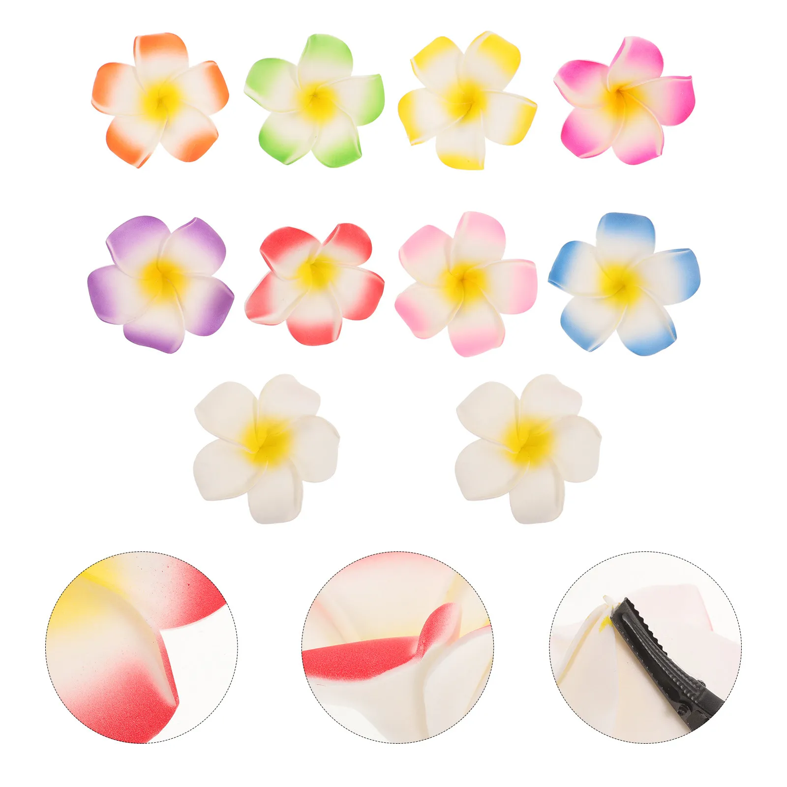 

10Pcs Plumeria Flower Hairpins Artificial Eva Foam Assorted Colors Romantic Wedding Summer Beach Hair Clips Hairpin for Party