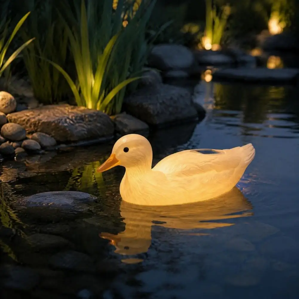 Outdoor Atmosphere Solar Floating Swan Garden Statue with Warm Led Lights Waterproof Outdoor Pond Decor Blow Molded Resin Water