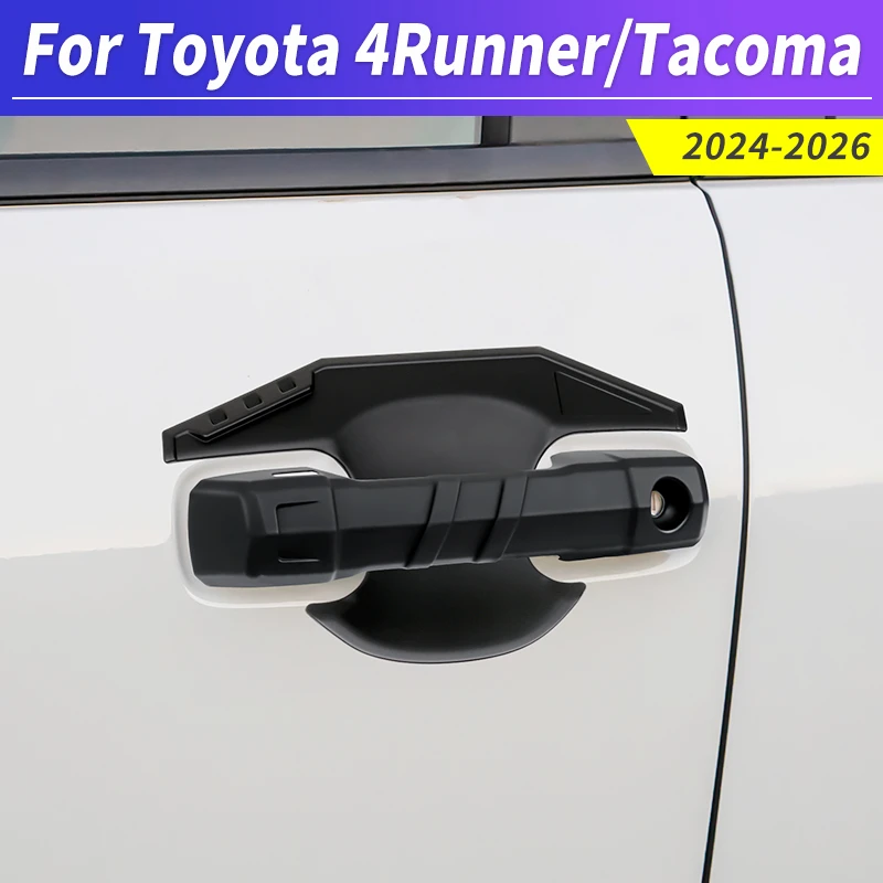 

For Toyota Tacoma 2024-2026 4Runner Black Car Door Handle Trim Cover Paint Protection ABS Plastic Exterior Styling Accessories