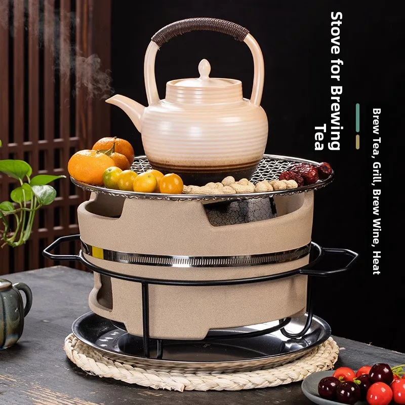 

Outdoor Courard Tea Cooking Carbon Stove Set Small Clay Stove Barbecue ill for 5 Or More People Cam Travel Supplies