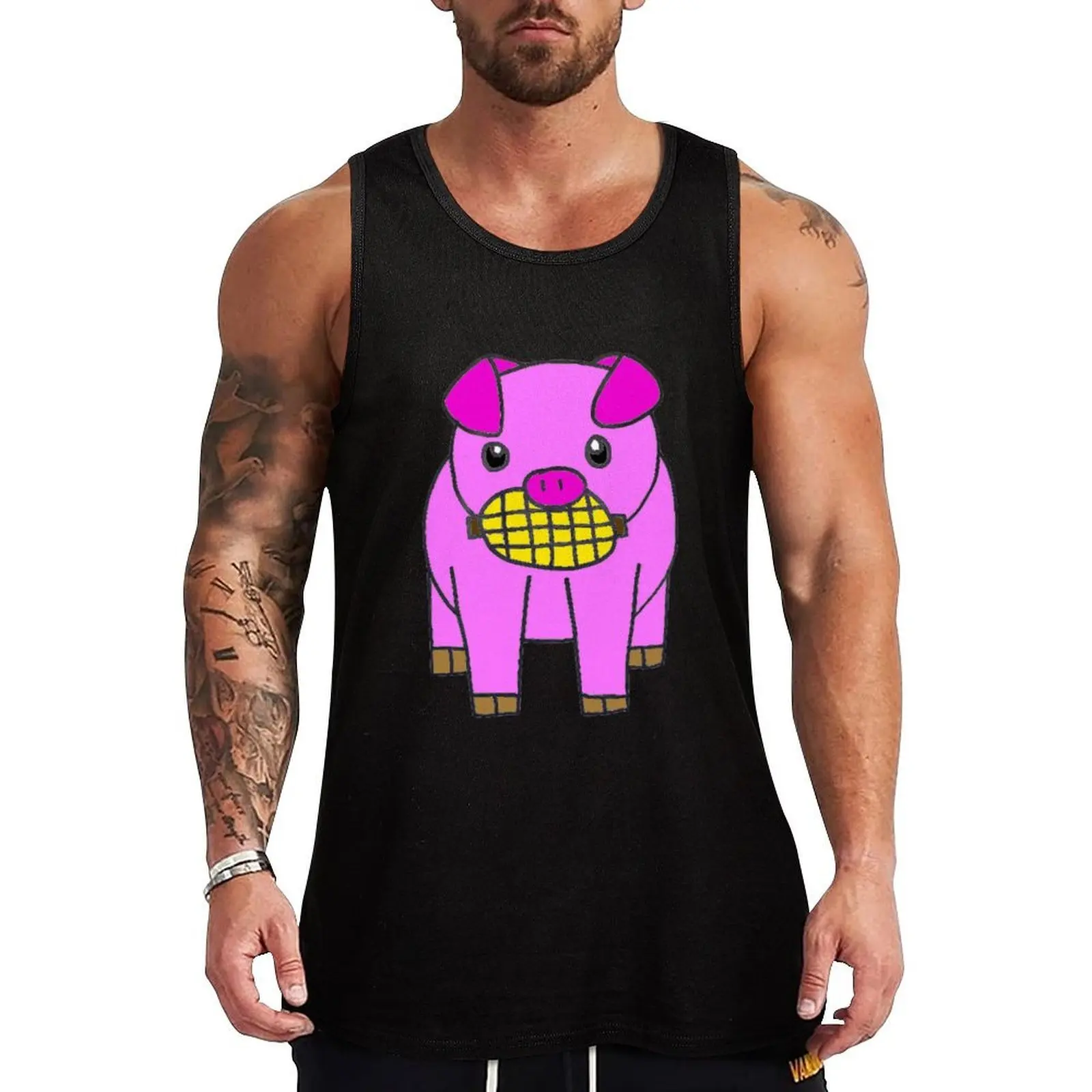 Pig eating corn Tank Top Lightweight Sports Tank Top Quick Dry Sleeveless Tee