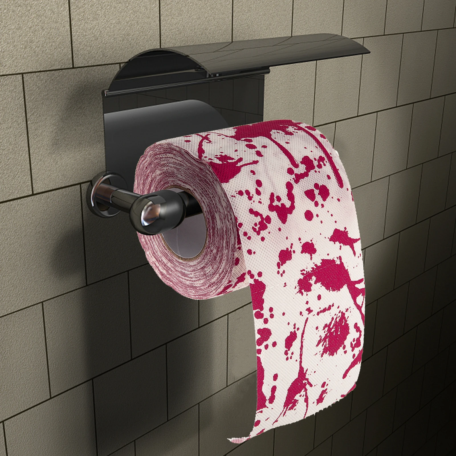 

Halloween Red Toilet Paper Bloodstain Patterns Bathroom Supplies Party Favors Colored Rolls Ghost Festival Tissues Creative