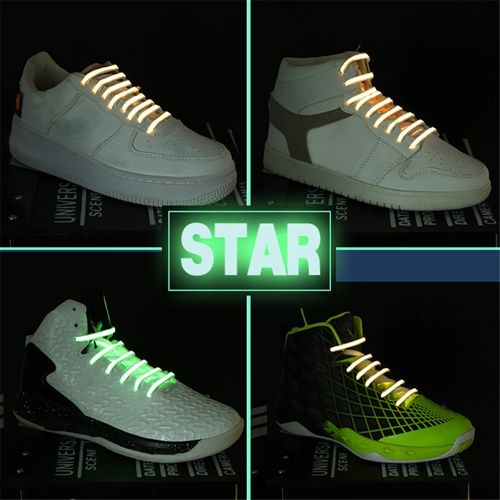 1Pair Semicircle Reflective Shoelaces Luminous Sneakers Shoelace Laser Shoe laces Fluorescent Laces 100cm Programmable Bracelet