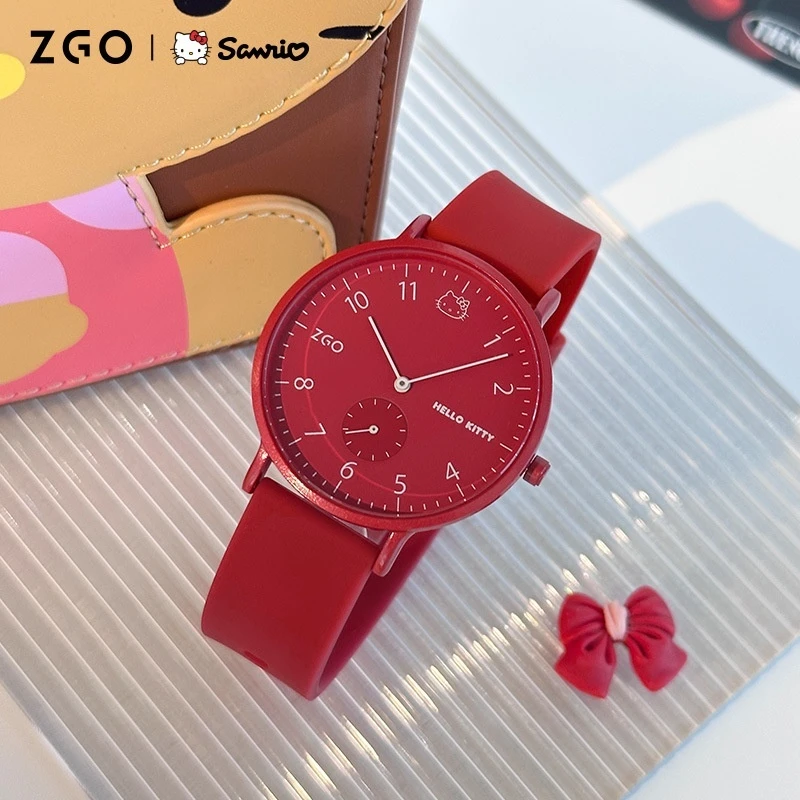 2024 Hello Kitty Pompompurin Red Gift Box Student Couple Watch Stylish Simple Waterproof Cartoon Quartz Watch Holiday Gift Girls