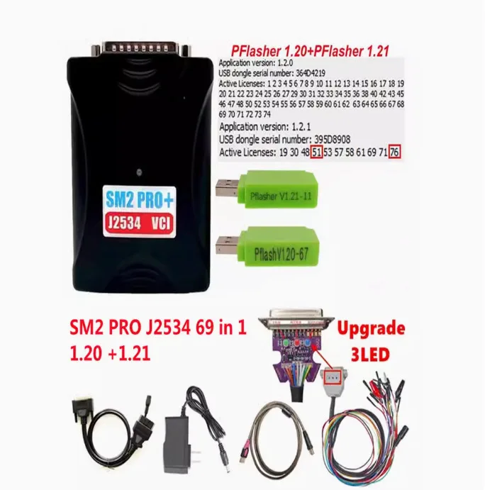 

5-M-2 P-R-0+ J2534 Pcmflash Auto ECU Programer 67 in 1 with Dongles Ecu Programming Tools V1.20 and 1.21
