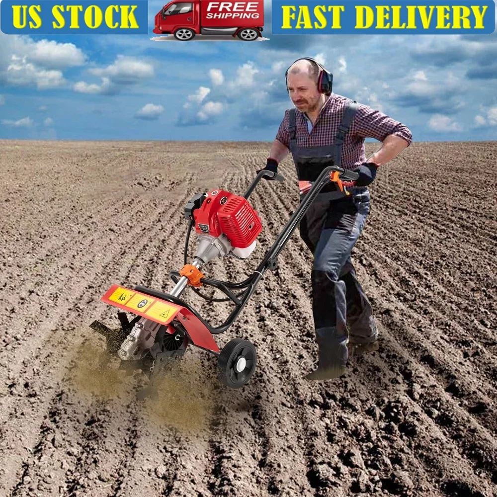 

52CC 2 Stroke Gas Powered Mini Tiller Handheld Cultivator Lightweight Easy Operation High Efficiency Garden Tool Farm Use