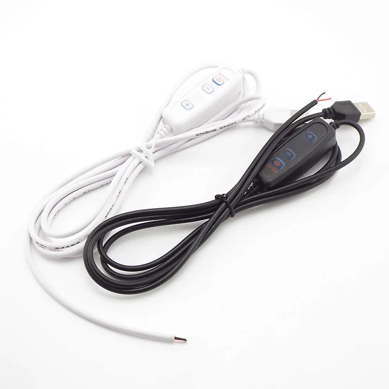 USB Port Power Supply Cable DC 5V 2pin 3pin Wire Extension Cord Line Color Control for LED Light Chips Dimmer Dimming