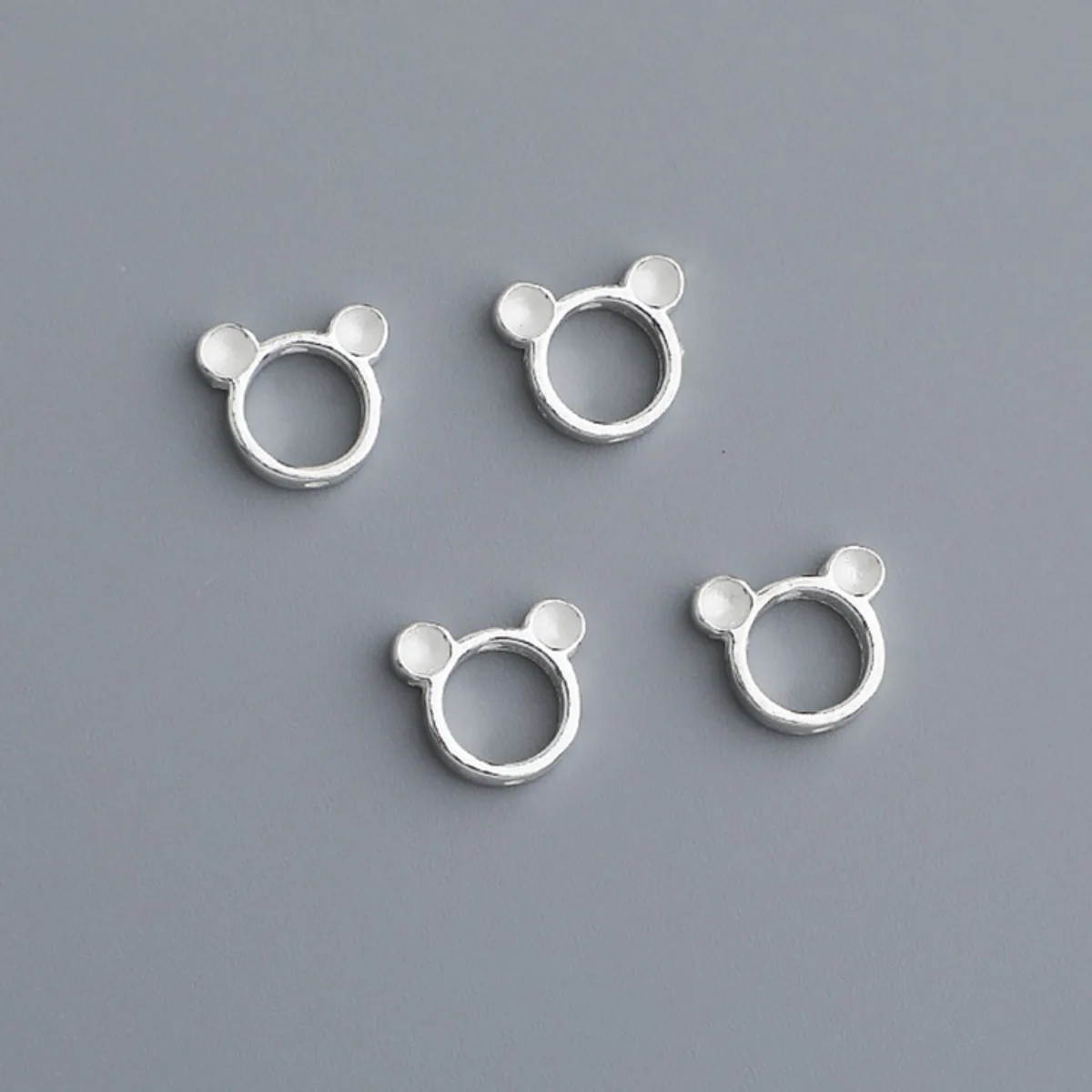 

2 pcs 925 Sterling Silver Bear Shape Stopper Spacer Beads Surrounded Spacers for Jewelry Making