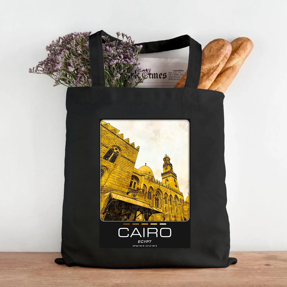 Amsterdam New York Paris Barcelona Lisbon Kyiv Cairo Istanbul Madrid Women Canvas Cotton Tote Bags Eco Shoulder Shopper Handbags