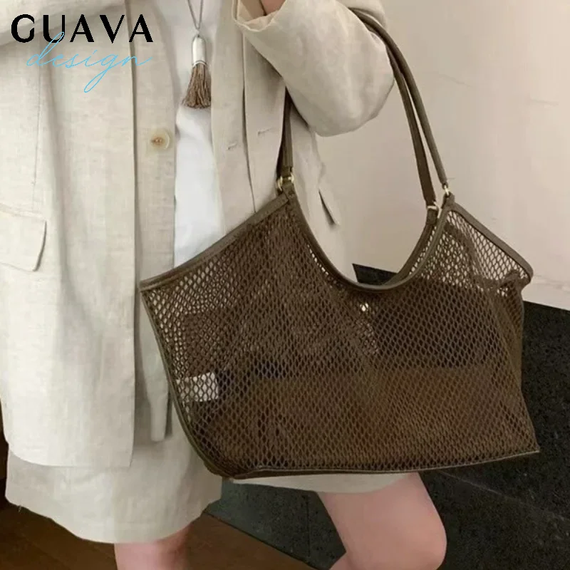 

Hollow Mesh Wing Tote Bag Luxury Designer Shoulder Bags for Women Large Capacity Fishing Net Handbag Top Handle Shopper Purses
