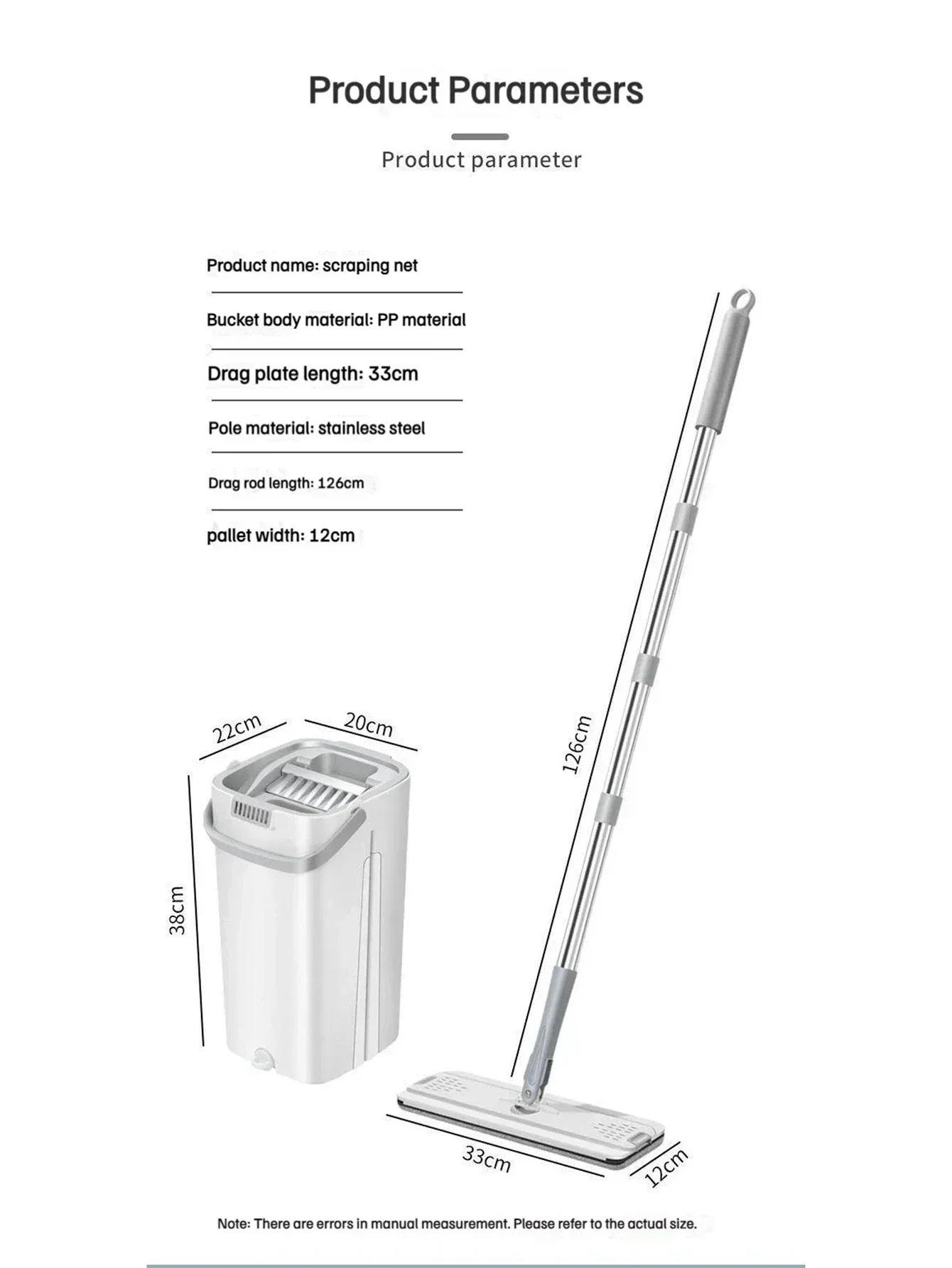 Hand Wash Free Dual-Use Mop Microfiber Dust Removal Floor Squeeze Flat Mop and Wringing Bucket Household Kitchen Cleaning Tools