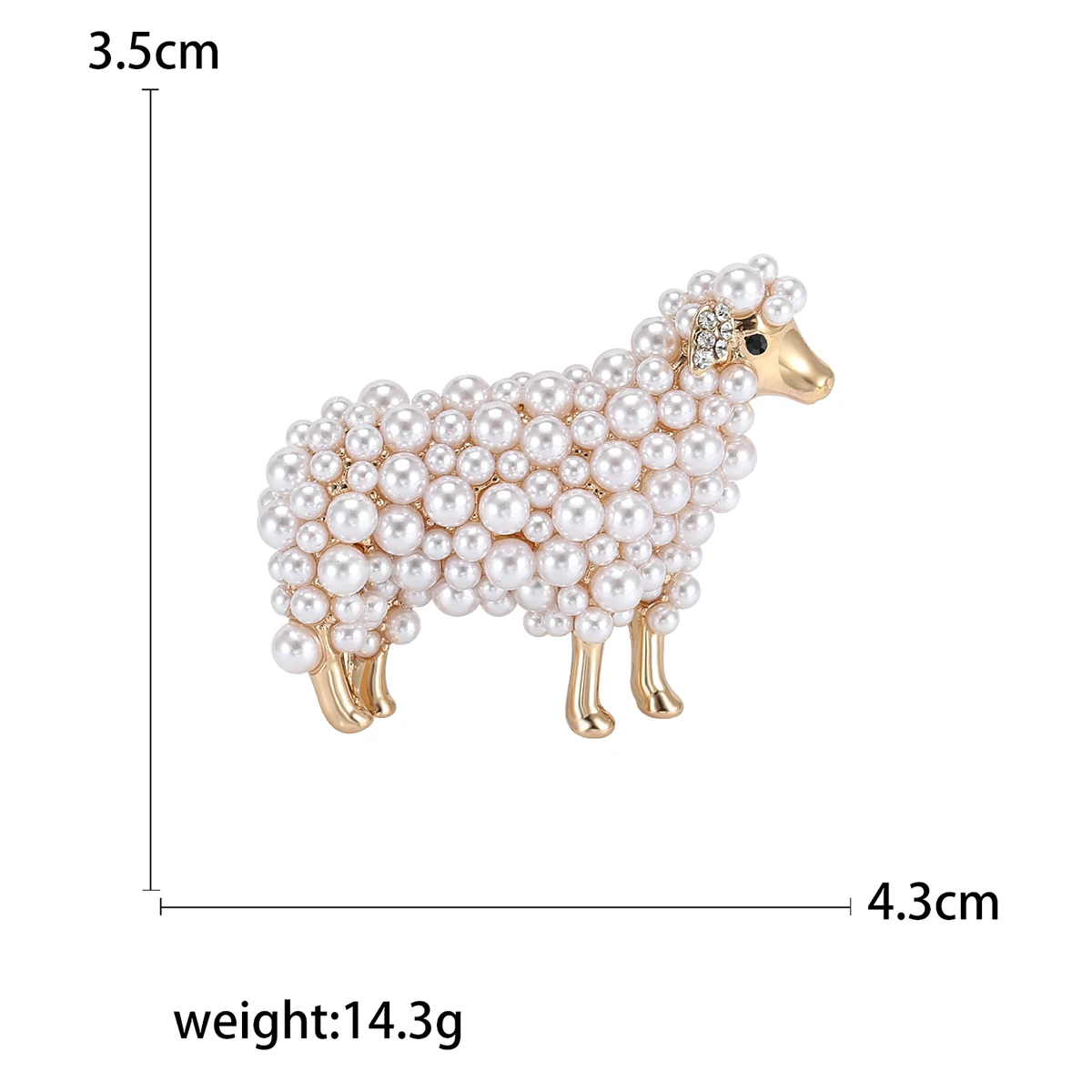 Rhinestone Sheep Brooches for Women Unisex Pearl Animal Pins Banquet Party Backpack Gifts Jewelry Accessories