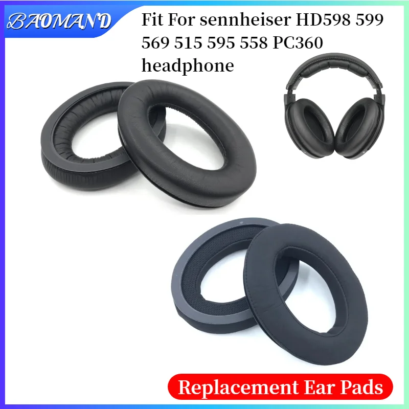 

Ear Pads Cushion For sennheiser HD598 599 569 515 595 558 PC360 Headphone Soft Protein Leather Memory Sponge Earmuffs Cover