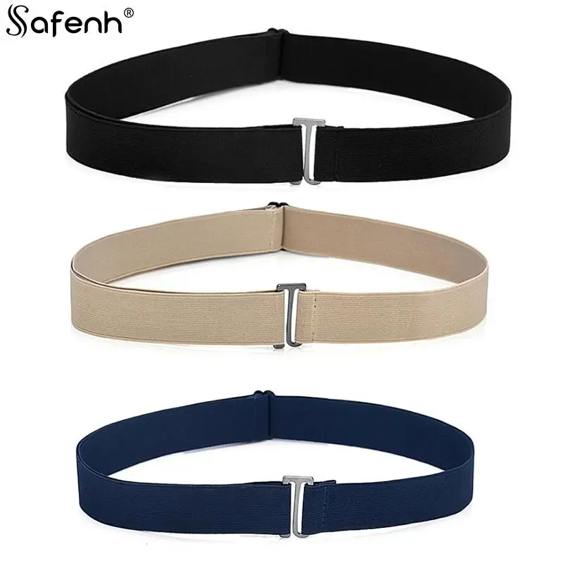 New Waistband Women Invisible Belt Buckle Plastic Comfortable Elastic Belt For Women Men Adjustable No Show Web Belt For Jeans