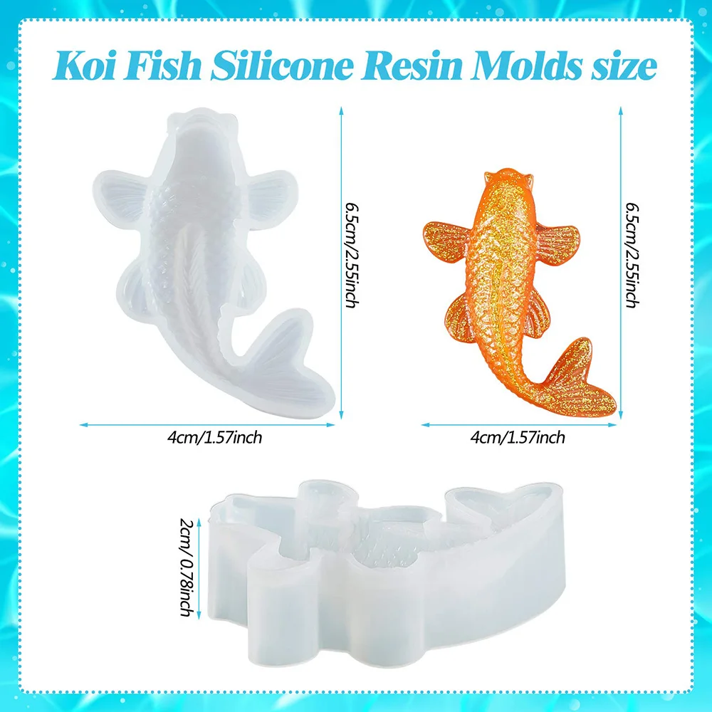 2pc Koi Fish Silicone Resin Moulds Goldfish DIY Pendant Silicone UV Resin Mold For Fish Tail Shape Jewelry HandmadeDIY Crafts