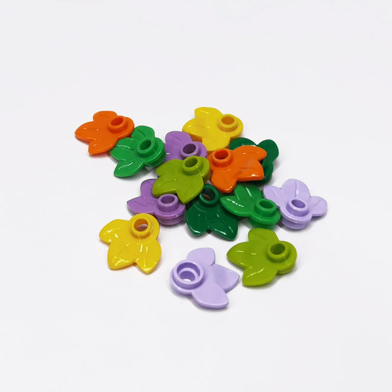 MOC – briques rondes pour plante, 1x1, avec 3 feuilles de citrouille, blocs d'éveil, compatibles avec toutes les marques, 32607