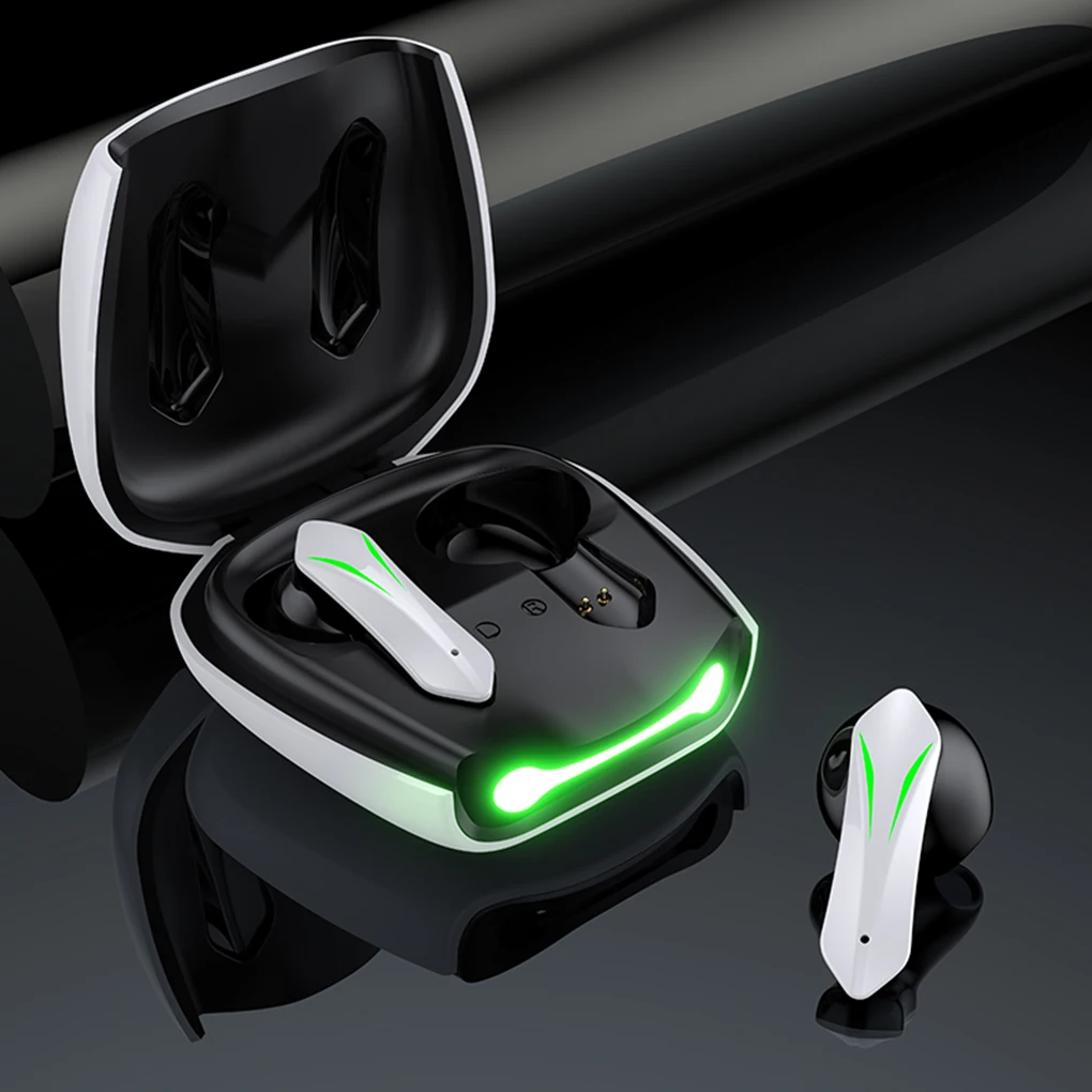 Wireless Portable Earphone with Charging Case Low Power Consumption Bluetooth-compatible 5.2 Gaming Headset  White