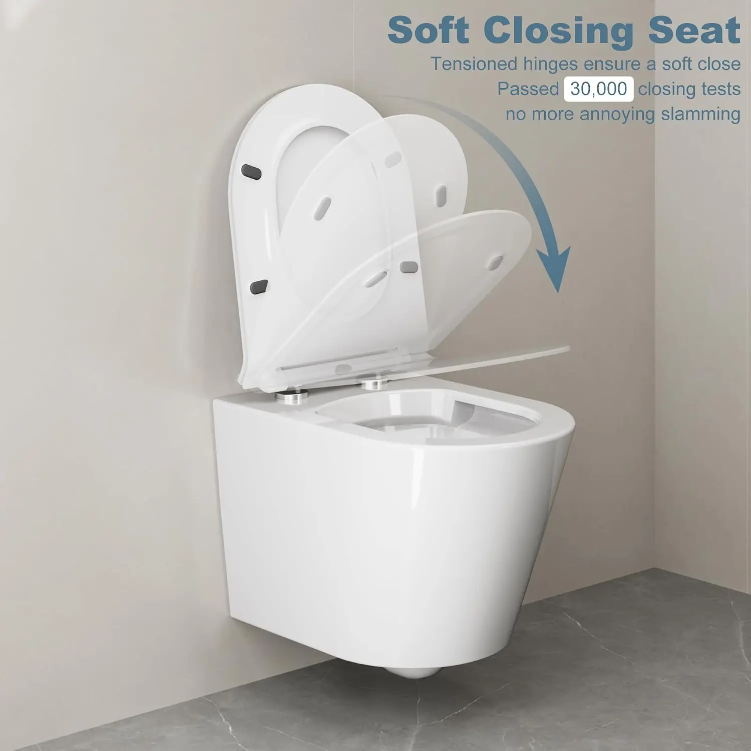 GarveeLife WC-Sitz D-Form mit Absenkautomatik & integriertem Kindersitz - UF Duroplast, Schnellverschluss, verstellbare Scharniere, antibakteriell, Edelstahlbeschläge, ultradünn - U2087 Weiß klein