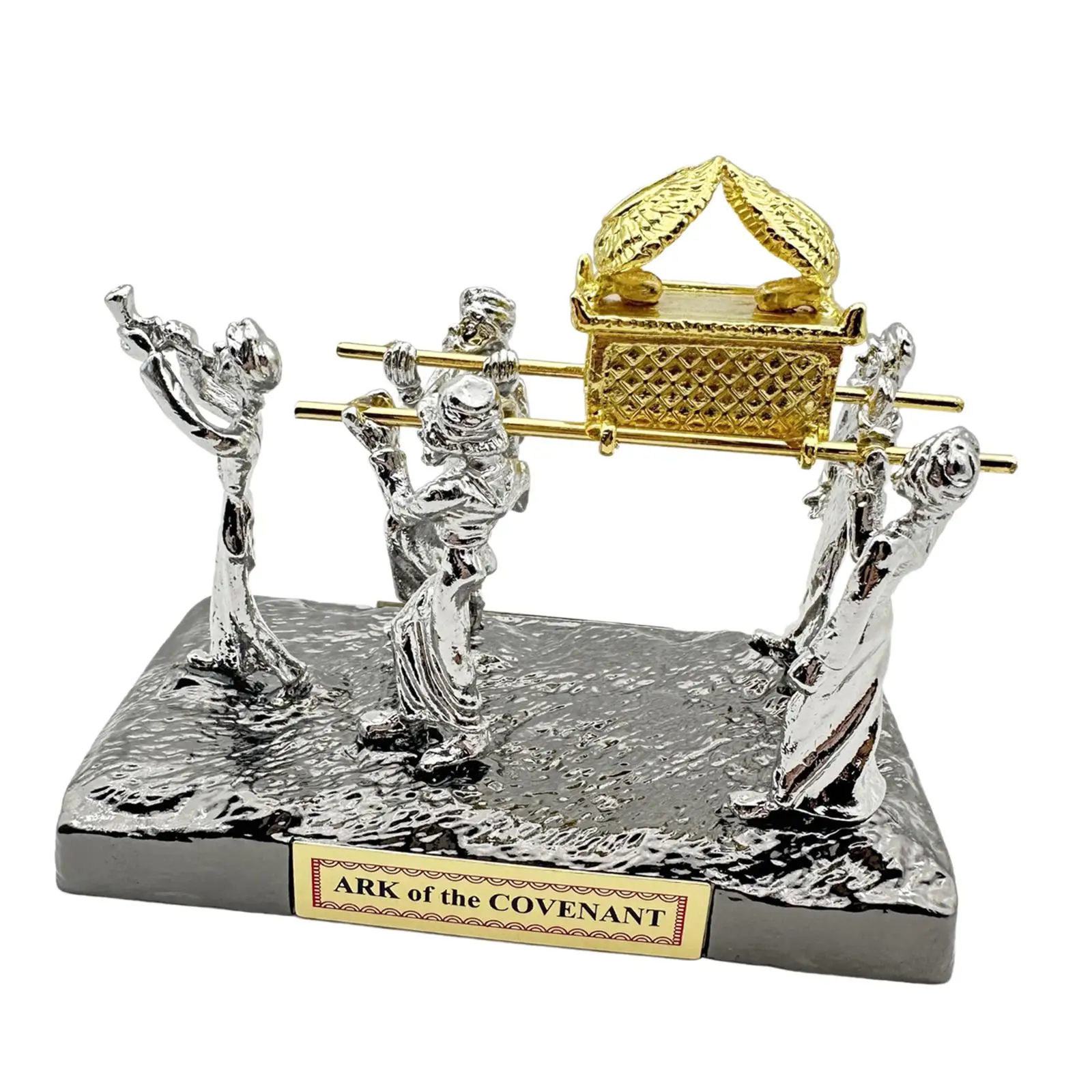 Metal Holy Ark of The Covenant with Carriers Statue Religious Versatile Judaic Figurine Mini Crafts Gift Home Office Decorations