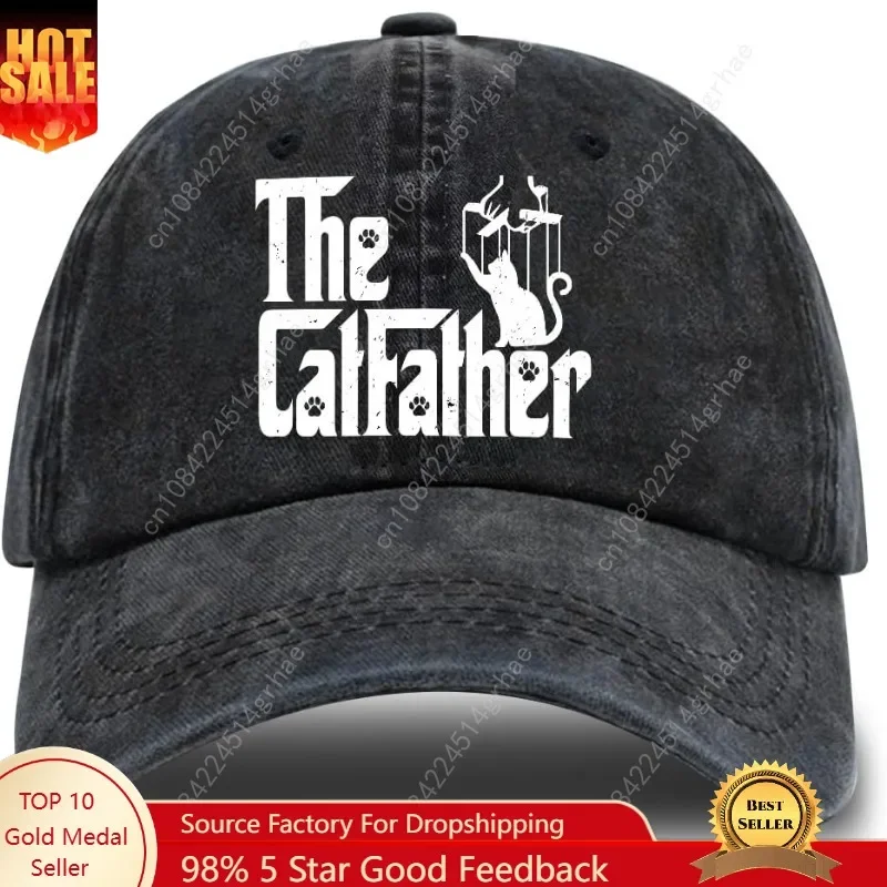 

Cat Dad Adjustable Washed Cotton Baseball Cap, Funny Retro Trucker Hat Gift for Men, Grandpa Dad Cat Lover