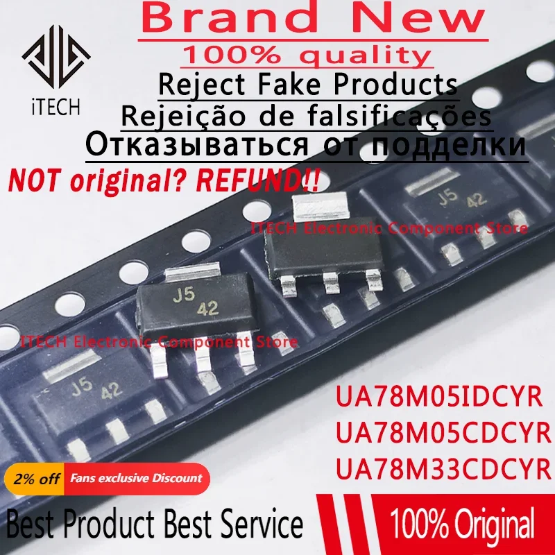 5-10Pcs Original and Genuine UA78M33CDCYR UA78M33 C3 UA78M05CDCYR UA78M05 C5 SOT-223-4 UA78M05IDCYR UA78M05I J5 SOT-223-3