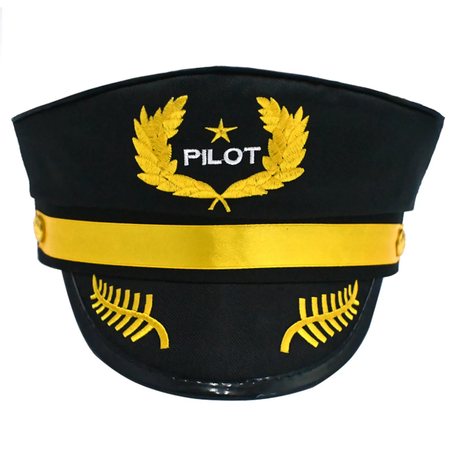 1 pezzo adulto uomo pilota dell'aviazione capitano cappello a tesa larga con filo d'oro ricamo cappello per performance sul palco per cosplay in maschera