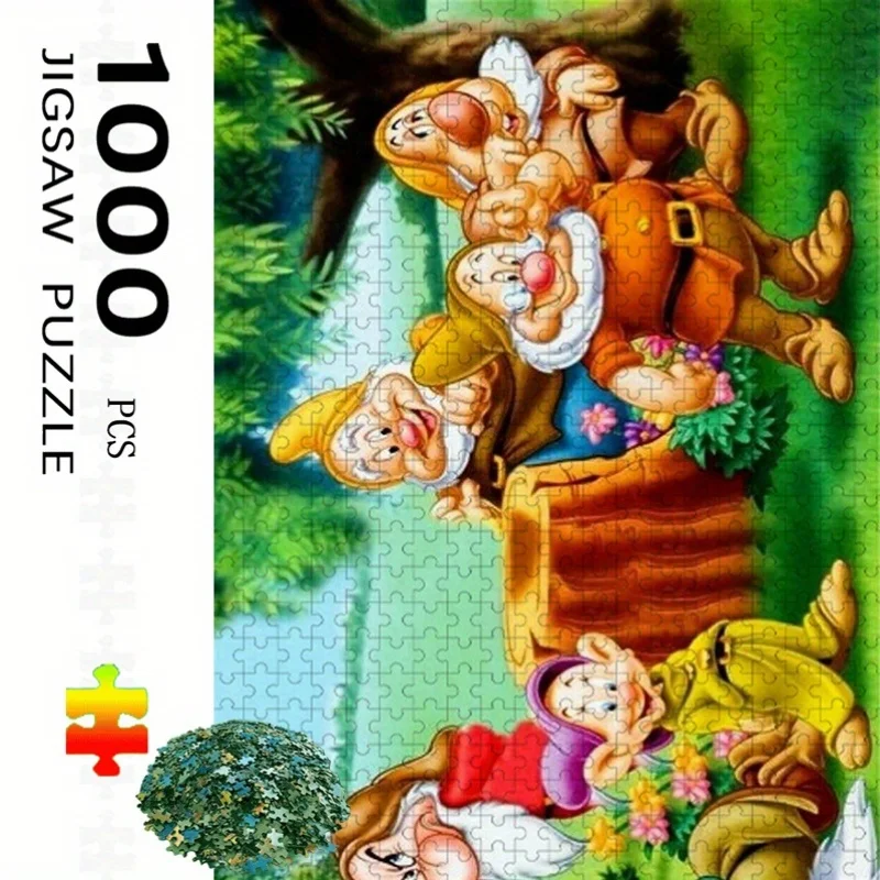 

1000pcs Snow White Dwarfs Puzzle - Vibrant Seven Dwarfs Artwork, Challenging Brain Teaser for Adults, Family Fun DIY Home Deco