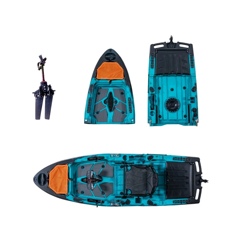 ！@LSF New 2-Piece Modular Kayak Fin Pedal Detachable HDPE  Hull Material Fishing Kayak for Single Person Use  for River Lake