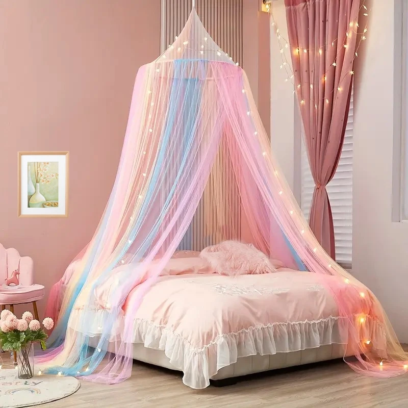 Princess Mosquito Net Hung Dome Rainbow Canopy for Bed Single Insect Net Outdoor Garden Anti-mosquito Mesh Baby Bed Mosquito Net