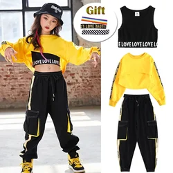 Set Ballroom Dancewear Stage Rave Clothing Children Hip Hop Clothes Girls Jazz Street Dance Costume Kids Sweatshirt Pants