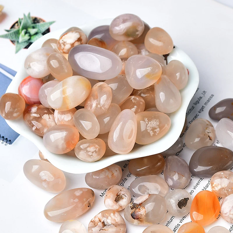 

Sakura Flower Agate Irregular Tumble Stones Crafts Polished Natural Cherry Blossom Quartz Crystal Chalcedony Rocks Garden Decor