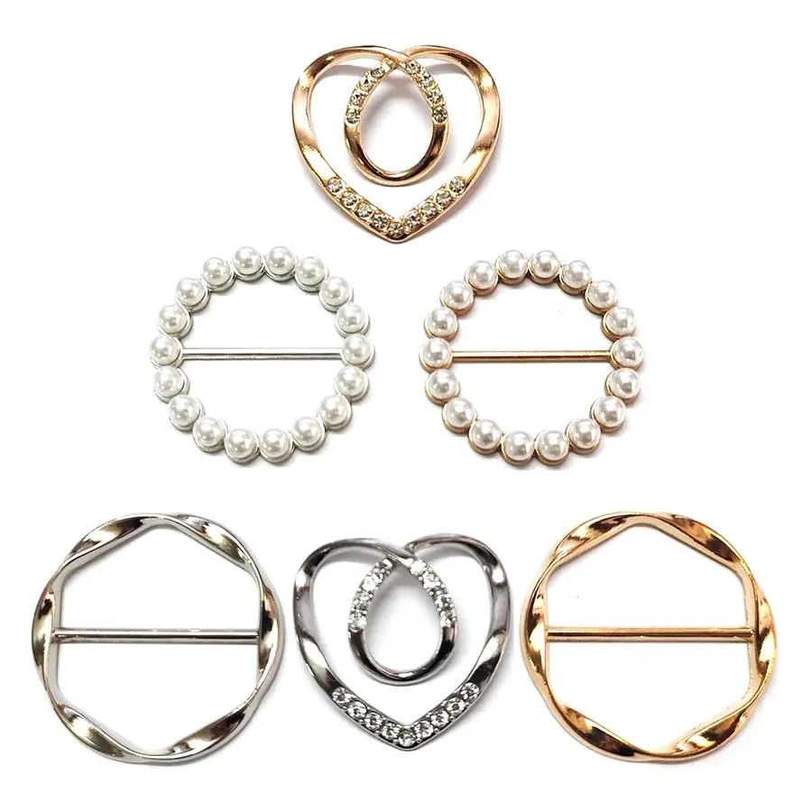 

Pcs Cute Scarf Ring Tshirt Tie Clips Clothing Ring Wrap Holder Fashion Round Circle Clip Belt Buckle GoldSilver