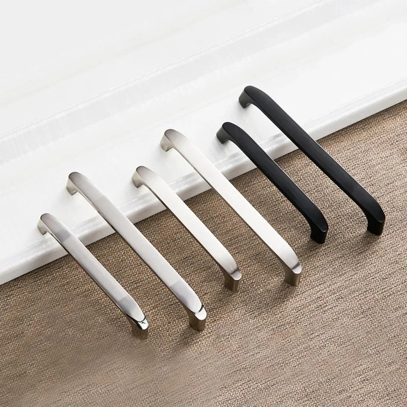 Yiqianyuan Cabinet Handles Kitchen Door Handles Zinc Alloy Wardrobe Drawer Handles Black Brushed Modern Style Furniture Hardware