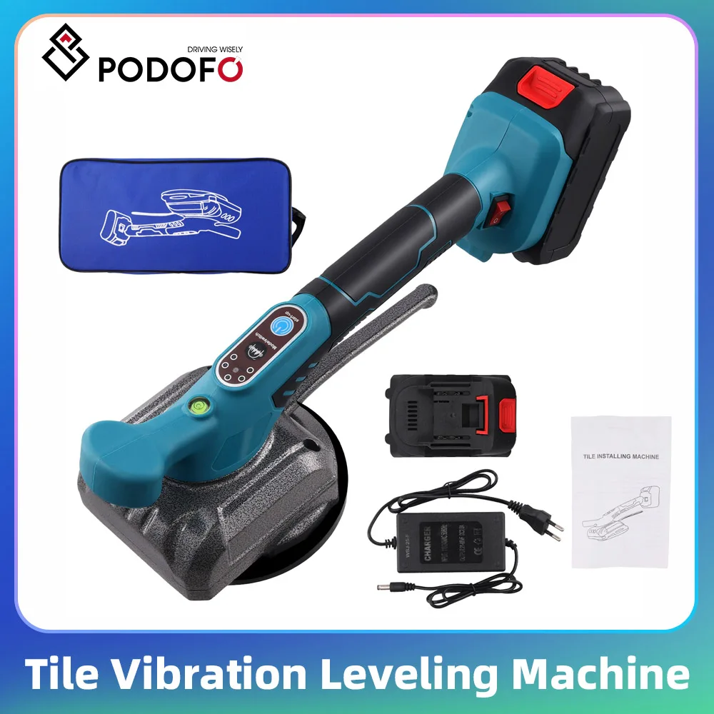 Podofo Fliesen-Vibrationsnivellierer Kabelloser Handgehaltener Fliesen-Saugvibrator 5-stufig Einstellbar für Akku 50kg Elektrowerkzeug