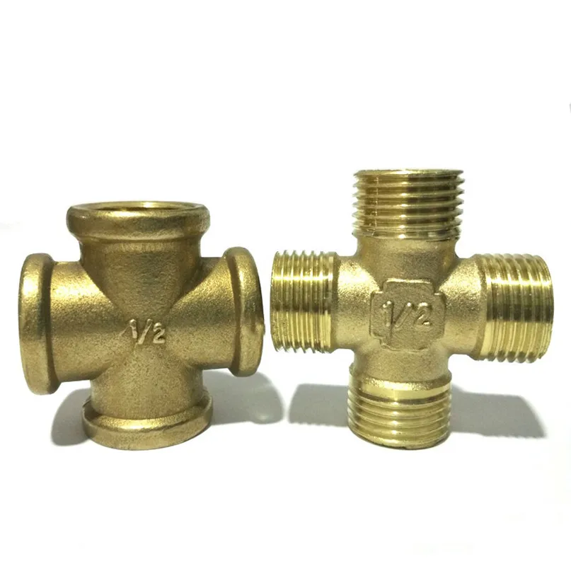 

1/2" 3/4" BSP Female Male Thread 4 Ways Brass Pipe Fitting Connector Coupler Splitter